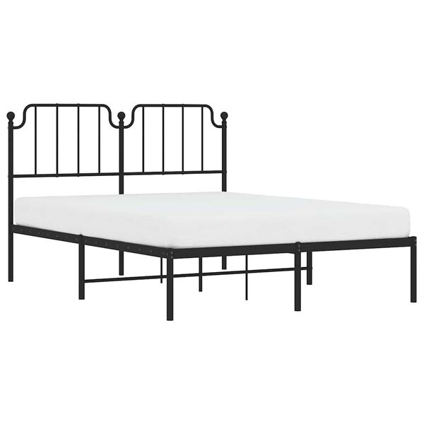 vidaXL Bedframe met hoofdbord metaal zwart 135x190 cm
