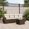 vidaXL 5-delige Loungeset met kussens poly rattan bruin