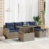 vidaXL 6-delige Loungeset met kussens poly rattan acacia grijs