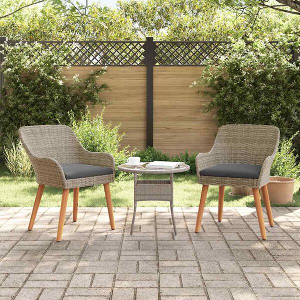 vidaXL Tuinstoel met kussen 2 pcs Zwart 55 x 62.5 x 82cm poly rattan
