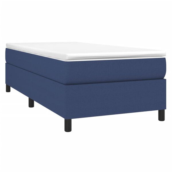 vidaXL Boxspring met matras stof blauw 90x200 cm