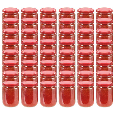 vidaXL Jampotten met rode deksels 48 st 230 ml glas