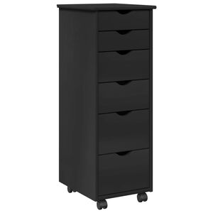 vidaXL Rolling Kast 34 x 39 x 93,5 cm Massief Vurenhout Zwart