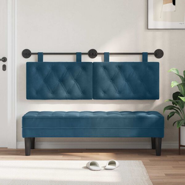vidaXL Hangend Hoofdeinde Wandgemonteerd Blauw 130 x 55 x 7 cm Fluweel