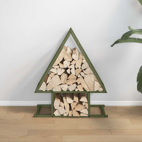 vidaXL Brandhoutrek 50x25x60 cm koudgewalst staal olijfgroen