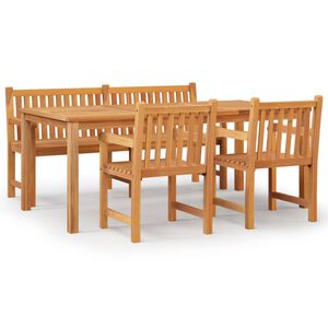 vidaXL 4-delige Tuinset massief teakhout