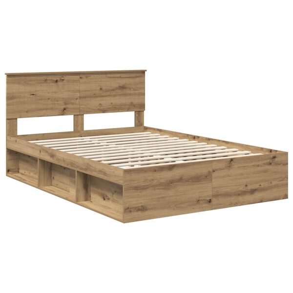 vidaXL Bedframe Ambachtelijk eiken 140 x 200 cm Massief grenenhout