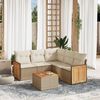 vidaXL 6-delige Loungeset met kussens poly rattan beige