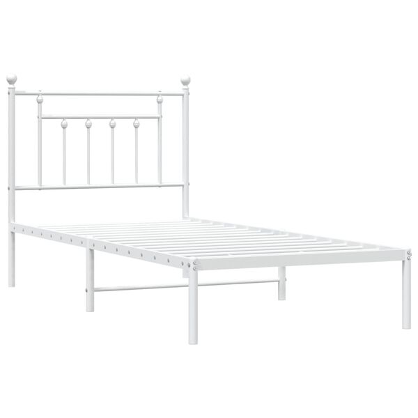 vidaXL Bedframe met hoofdbord metaal wit 90x200 cm