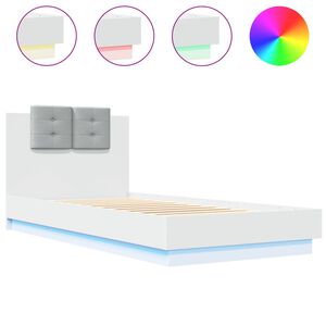 vidaXL Bedframe met hoofdbord en LED-verlichting wit 100x200 cm