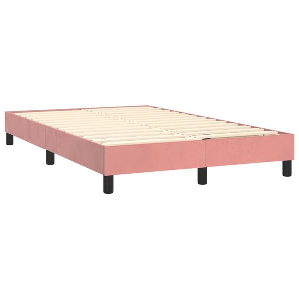 vidaXL Boxspring met matras fluweel roze 120x200 cm