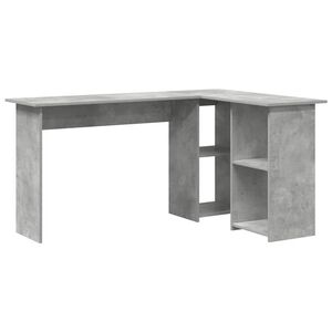 vidaXL Bureau met plank Beton Grijs 142 x 102 x 73 cm Bewerkt hout