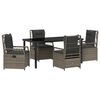 vidaXL Tuin eettafelset 5 pcs Grijs poly rattan
