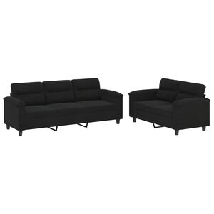 vidaXL 2-delige Loungeset met kussens microvezelstof zwart