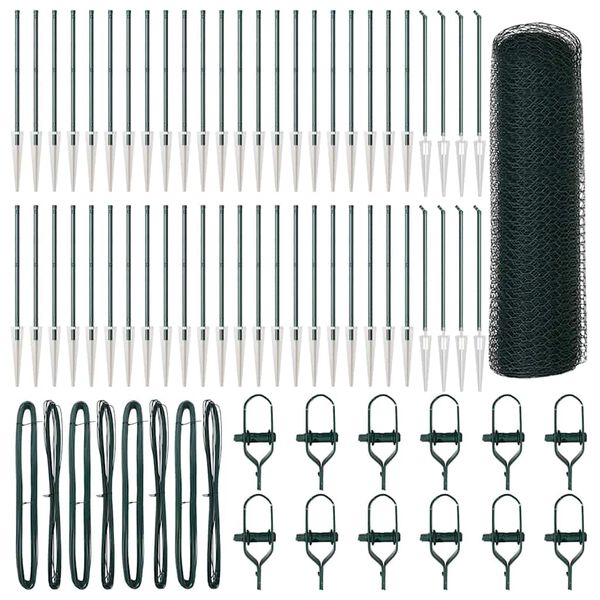 vidaXL Afrasteringspaal Groen 100 x 0,6 m (25 mm gaas) Staal en PVC