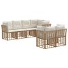 vidaXL Buiten bankenset met kussen 7 pcs Naturel Polyester