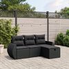 vidaXL 4-delige Loungeset met kussens poly rattan zwart
