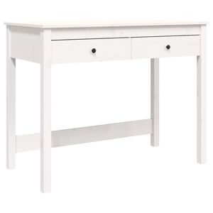 vidaXL Bureau met lades 100x50x78 cm massief grenenhout wit