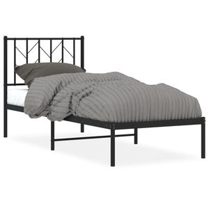 vidaXL Bedframe met hoofdbord metaal zwart 75x190 cm