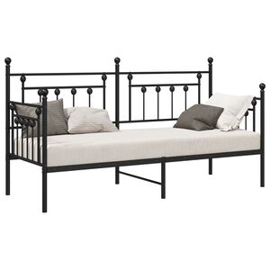 vidaXL Bedframe voor een daybed met hoofdeinde Zwart 75 x 190 cm Staal