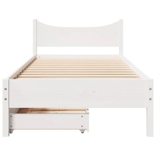 vidaXL Bedframe met lades massief grenenhout wit 75x190 cm