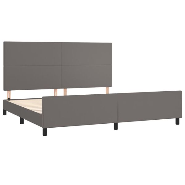 vidaXL Bedframe met hoofdbord kunstleer grijs 200x200 cm