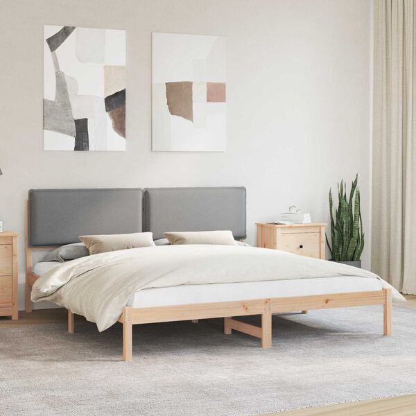 vidaXL Bedframe met Gevoerd Hoofdgedeelte Lichtgrijs 180 x 200 cm