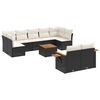 vidaXL 10-delige Loungeset met kussens poly rattan zwart