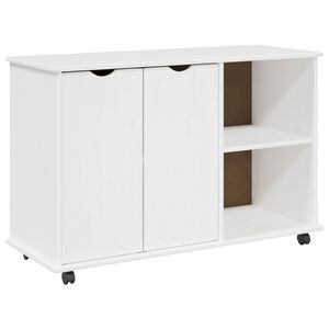 vidaXL Rolling Kast met wiel Wit 100 x 39 x 65,5 cm Massief Vurenhout