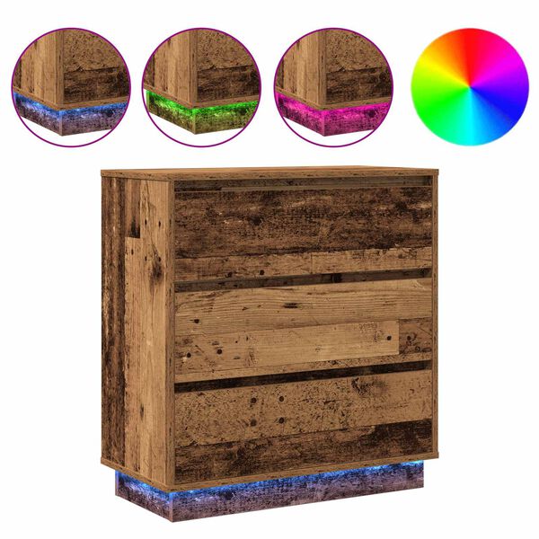 vidaXL Nachtkastje met lade Oudhout 71 x 34,5 x 75 cm Bewerkt hout