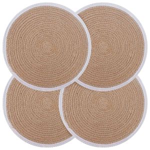 vidaXL Jute placematten 4 st Natuurlijk en Wit 100% Tossa Jute