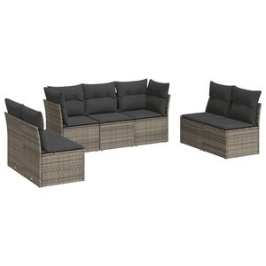 vidaXL 7-delige Loungeset met kussens poly rattan grijs