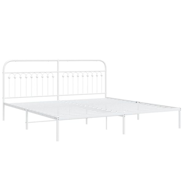vidaXL Bedframe met hoofdbord metaal wit 193x203 cm