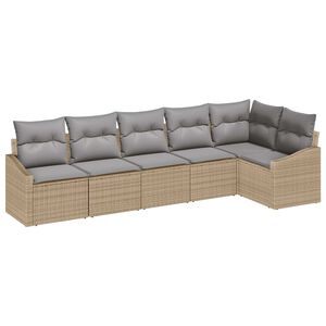 vidaXL Tuinbankenset met kussen 6 pcs Beige en Licht Grijs poly rattan