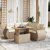 vidaXL 6-delige Loungeset met kussens poly rattan beige