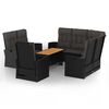 vidaXL 4-delige Loungeset met kussens poly rattan zwart