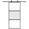 vidaXL Schuifdeur met beslagset 90x205 cm gehard glas zwart