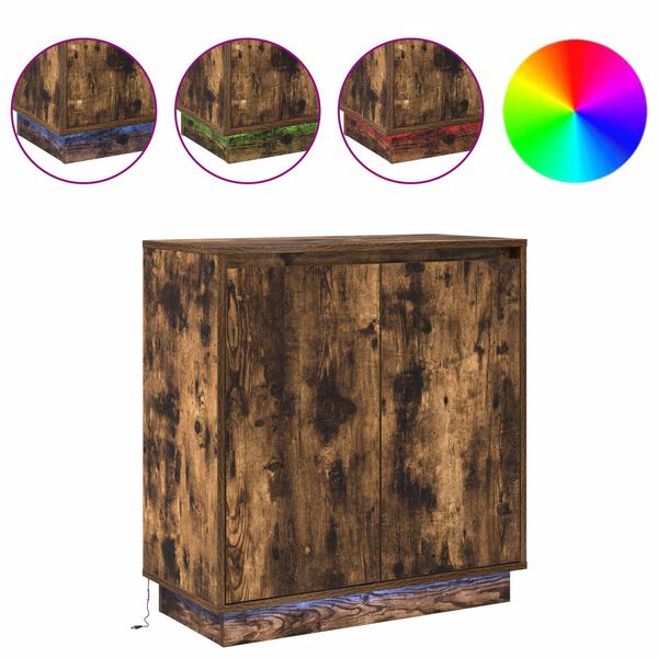 vidaXL LED Sideboard Gerookt eiken 71 x 34,5 x 75 cm Bewerkt hout
