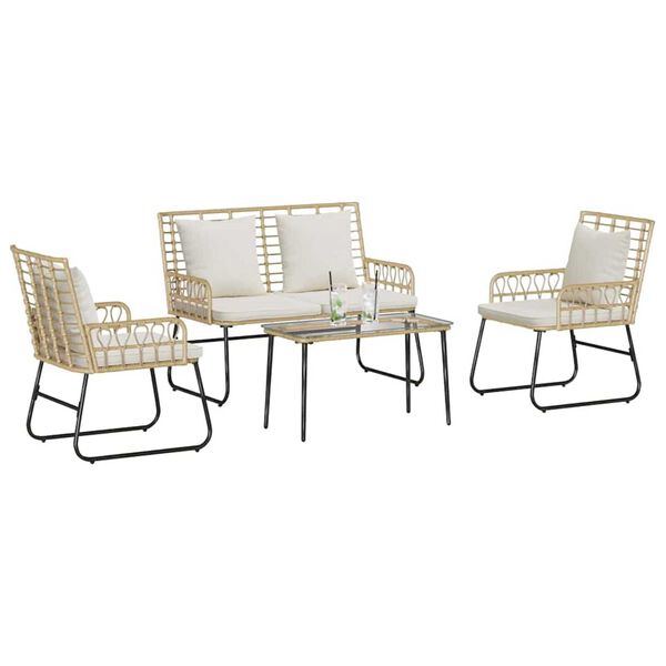 vidaXL Tuinmeubelset met kussen 4 pcs Zwart en Anthraciet poly rattan