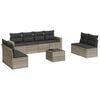 vidaXL 9-delige Loungeset met kussens poly rattan lichtgrijs