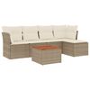 vidaXL 6-delige Loungeset met kussens poly rattan beige