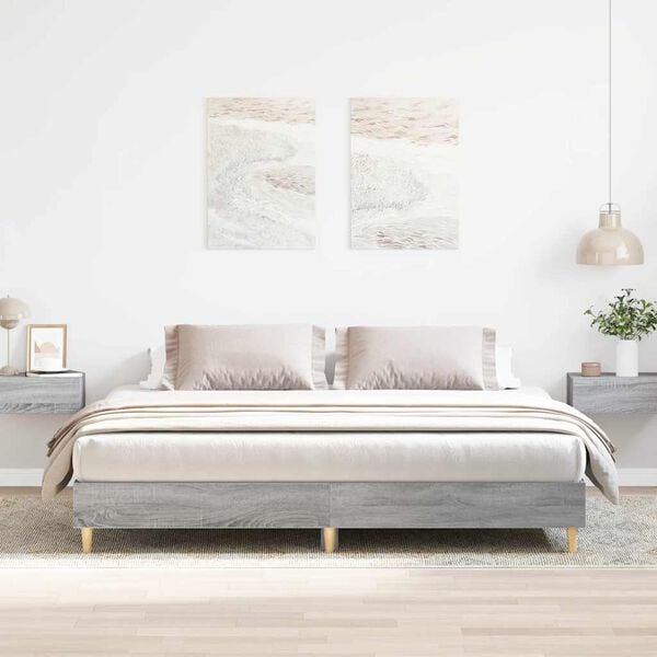 vidaXL Bedframe zonder matras 180x200 cm spaanplaat grijs Sonoma