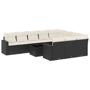 vidaXL 11-delige Loungeset met kussens poly rattan zwart