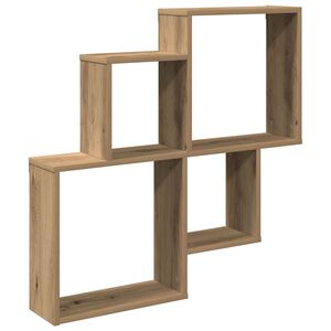 vidaXL Wandschap 80x15x78,5 cm bewerkt hout artisanaal eikenkleurig