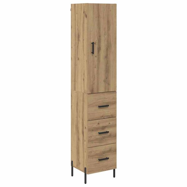 vidaXL Highboard Artisan Eiken 34,5 x 34 x 180 cm Bewerkt hout