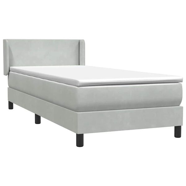 vidaXL Boxspring met matras fluweel lichtgrijs 90x210 cm