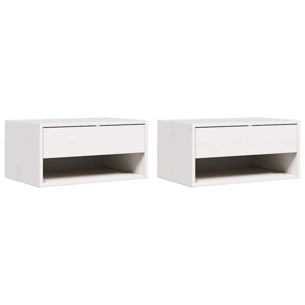 vidaXL Nachtkastje 2 pcs Wit 50 x 32,5 x 24 cm Massief grenenhout