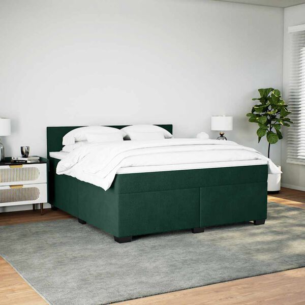 vidaXL Boxspring met matras fluweel donkergroen 180x200 cm