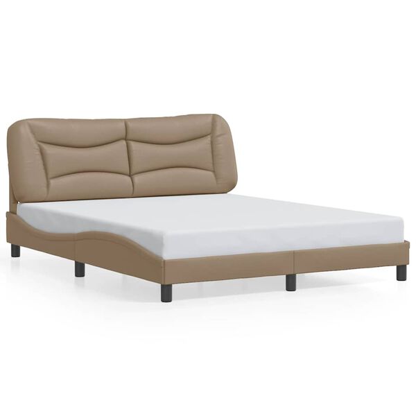 vidaXL Bedframe zonder matras "Hvar" kunstleer cappuccinokleurig 160x200 cm