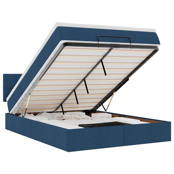 vidaXL Ottoman bed met matras 140x200cm stof blauw